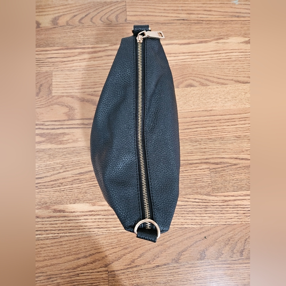 BEBE Textured Black Leather Insert Makeup Bag Rosegold Hardware - Picture 5 of 15